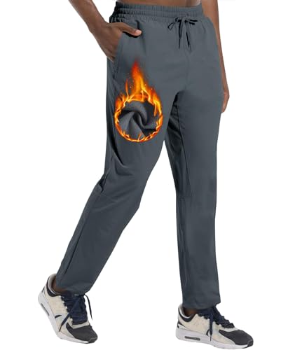 Boyzn Herren Winter Fleece Skihose mit Reißverschlusstaschen Warme Sweatpants Sonnenschutzhose Dark Grey-M von Boyzn