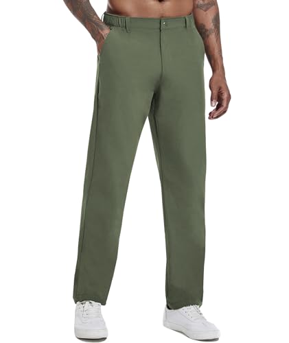 Boyzn Men's Golf Pants with 5 Pockets Lightweight Stretch Quick Dry Casual Travel Work Dress Pants Army Green02-38 von Boyzn