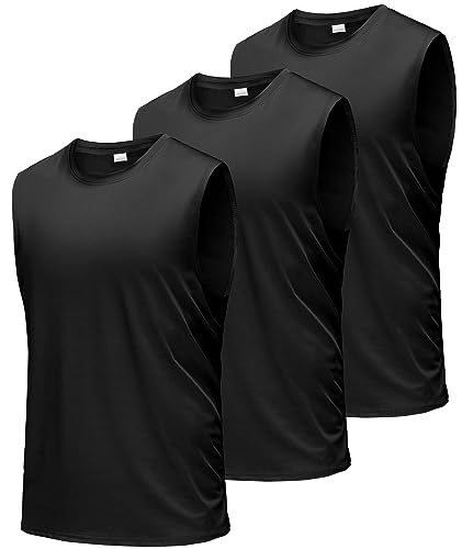 Boyzn Tank Top Herren 3er Pack Training Fitness Bodybuilding Tankshirt Schnelltrocknendes Muskelshirt Ärmellos Weste für Men Black/Black/Black-3P04-S von Boyzn