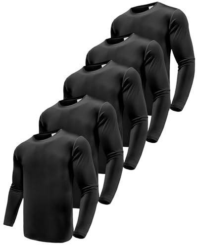 Herren 5er Pack Langarmshirt T-Shirts,UPF 50+ UV Schnelltrocknend Funktionsshirt Laufshirts, Atmungsaktiv Langarm Sportshirt Gym Shirt Outdoor Workout Fitness Oberteil 5P06-XL von Boyzn