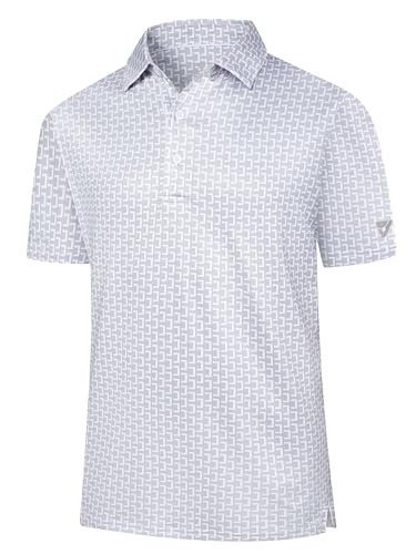 Herren Kurzarm Fashion Dry Fit Sport Performance Casual Printed Polo Shirt Left Parenthesis-09-2XL von Boyzn