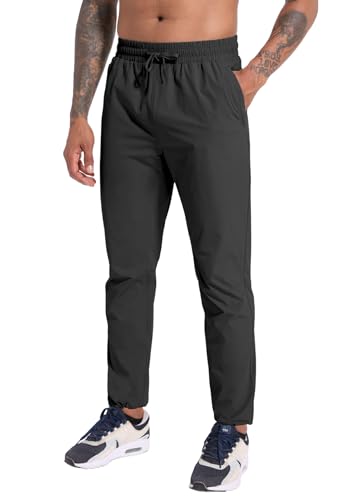 Herren Outdoorhose Wanderhose Wasserdicht Schnelltrocknend Trekkinghose Leichte Stretch Jogginghose UV Schutz UPF 50 Funktionshose Sporthose Herren Lang Laufhose Freizeithose Trainingshose Black-2XL von Boyzn