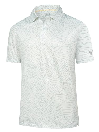 Herren Quick-Dry Kurzarm Polohemd – Täglicher Casual Style mit trendigem Print Green Irregular Stripes-04-L von Boyzn