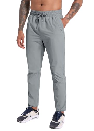 Jogginghose Herren Wanderhose Outdoorhose Leichte Trekkinghose Atmungsaktiv SchnellTrockend Wasserdicht Trainingshose Sporthose Freizeithose Laufhose Gym Sweatpants mit Reißverschlusstaschen Grey-S von Boyzn