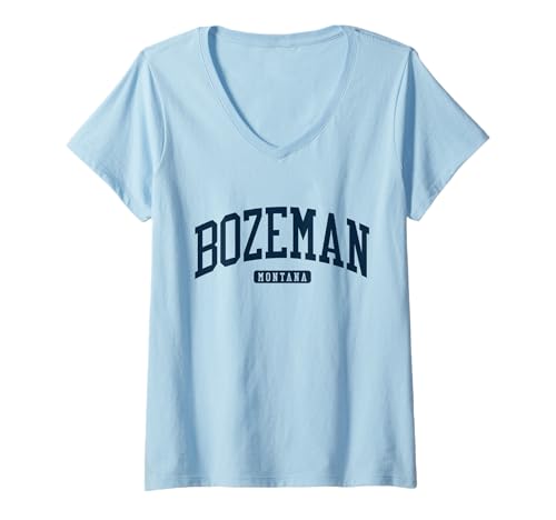Damen Bozeman Montana MT College-Universitätsstil, Marineblau T-Shirt mit V-Ausschnitt von Bozeman Montana T-Shirts & Sweatshirts