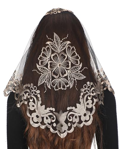 Bozidol Dreieckiger Bouquet-Kurzschleier – Kirchenschleier für Hochzeit, Gebet, Dreieckiger Spitzenschleier mit Blumenmuster Bozidol Dreieckiger Bouquet-Kurzschleier – Kirchenschleier für Hochzeit, Gebet, Dreieckiger Spitzenschleier mit Blumenmuster von Bozidol