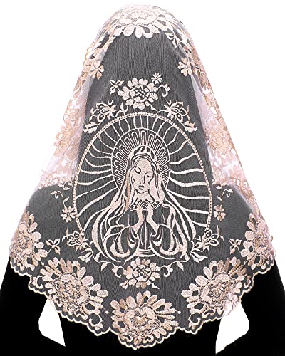 Bozidol Mantilla für Katholische Kirche, Orthodoxer Gebetsschleier, Kapellenschleier, Hochzeit und Erstkommunion, Iglesia Velos (Champagne), champagner, Einheitsgröße von Bozidol
