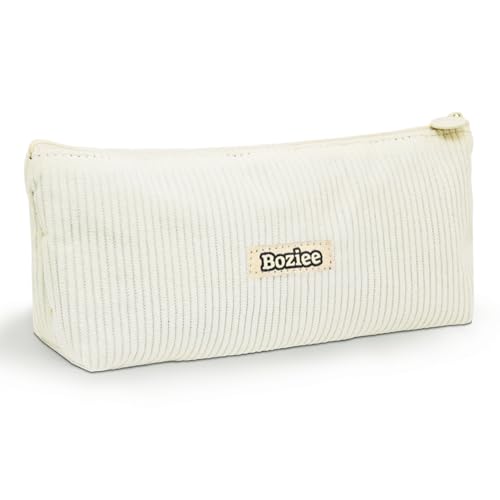 Boziee Federmäppchen Cord-Stoff Mäppchen Mädchen Stiftetasche Teenager Federtasche Pencil Case Schulmäppchen Stiftemappe für Schule | Büro (Beige) von Boziee