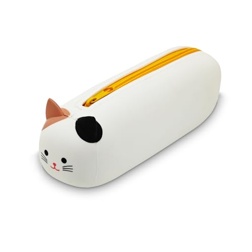 Boziee Silikon-Federmäppchen mit süßen Katzenohren Weiche Silikontasche Cartoon Federmäppchen Stifthalter Bleistifttasche Mädchen Junge für Schule & Büro (Weiss) von Boziee