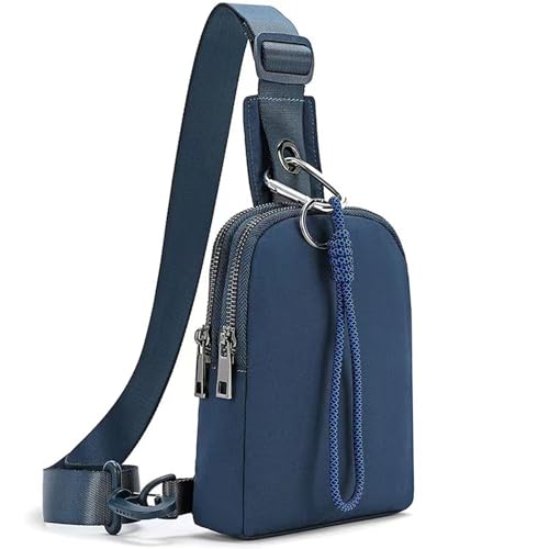 Boziee Sport Umhängetasche, Crossbody Tasche, Mini-Handytasche, kleine Schultertasche, multifunktional, Brusttasche für Outdoorsport, Reisen, Alltag Wasserdicht (Navy) von Boziee