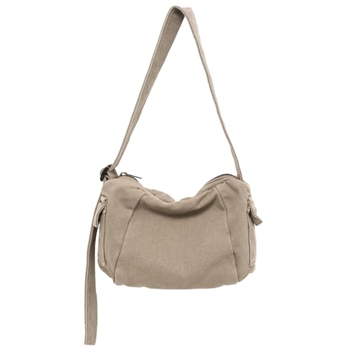 Boziee kleine Damen Umhängetasche Herren Schultertasche Canvas Freizeit Crossbody Tasche für Alltag und Reisen (Grau) von Boziee