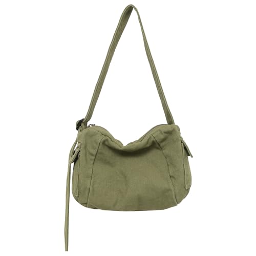 Boziee kleine Damen Umhängetasche Herren Schultertasche Canvas Freizeit Crossbody Tasche für Alltag und Reisen (Grün) von Boziee