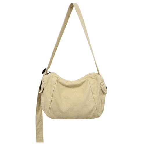 Boziee kleine Damen Umhängetasche Herren Schultertasche Canvas Freizeit Crossbody Tasche für Alltag und Reisen (Khaki) von Boziee