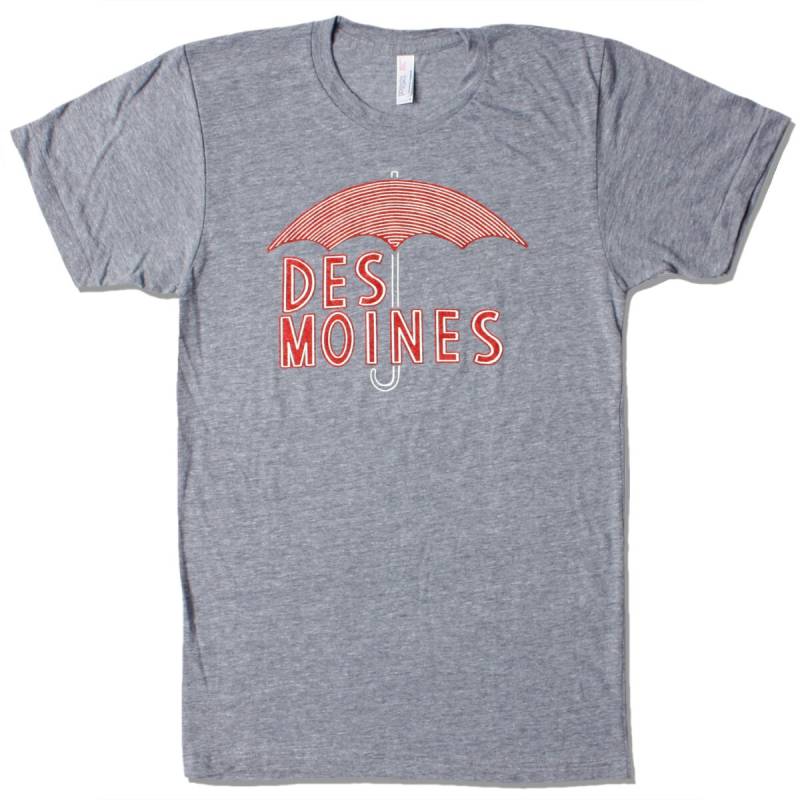 Des Moines Regenschirm Grau T-Shirt Des Moines Regenschirm Grau T-Shirt von BozzPrints