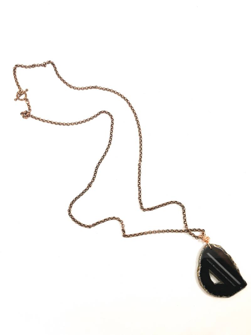 Schwarze Onyx Geode Halskette | Festival Mode, Unisex Zubehör, Accessoire Schwarze Onyx Geode Halskette | Festival Mode, Unisex Zubehör, Accessoire von BozzyChains