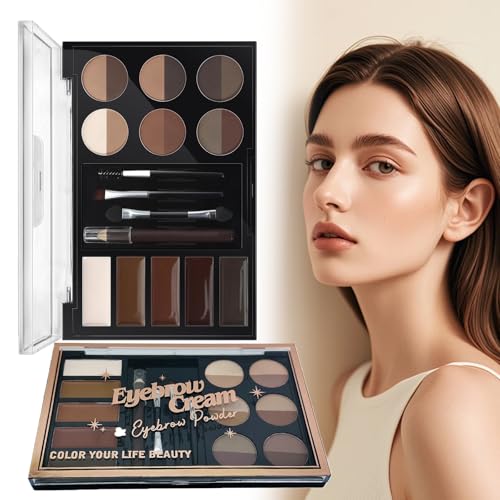 Makeup Kit Augenbrauenpulver Lidschatten Palette, Eyebrow Powder Augenbrauenfarbe Palette Augenbrauenpuder Multifunktional Makeup-Palette für natürliche Augenbrauen Lang Anhaltend, Einfach Zu Bedienen von Bploar