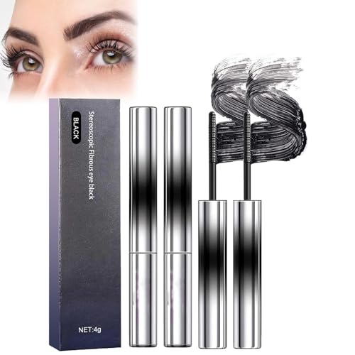 Stereoscopic Mascara Voluminous Mascara, wasserfeste Mascara für volle und voluminöse Wimpern, nicht verklumpend und wischfest, 2 Stück (Schwarz) von Bploar