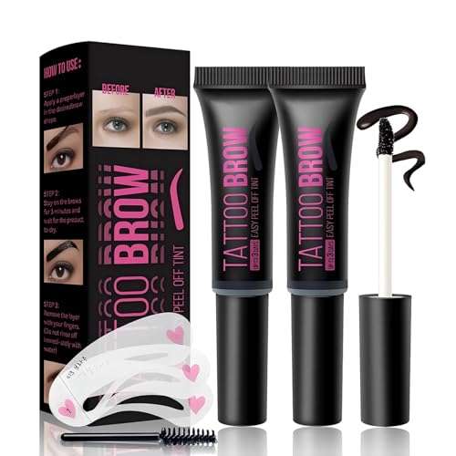 Tattoo Augenbraue Gel Augenbrauenstift Augenbrauenstyling Creme Augenbrauenfarbe Tint Creme Peel Off Augenbrauen Creme Natürlichen Tattoo Brow Gel Langanhaltend Wasserdicht (01#, 2pcs) von Bploar