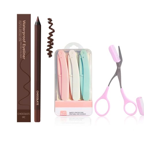 24 HR Waterproof Eyeliner Duo Sharpenable Eye Pencil, Plum Waterproof Eyeliner Duo Sharpenable Eye Pencil (02-Chocolate) von Bpoeee