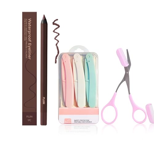 24 HR Waterproof Eyeliner Duo Sharpenable Eye Pencil, Plum Waterproof Eyeliner Duo Sharpenable Eye Pencil (04-Plum) von Bpoeee