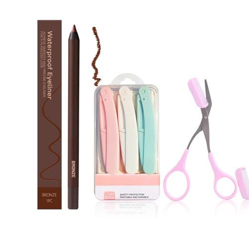 24 HR Waterproof Eyeliner Duo Sharpenable Eye Pencil, Plum Waterproof Eyeliner Duo Sharpenable Eye Pencil (07-Bronze) von Bpoeee