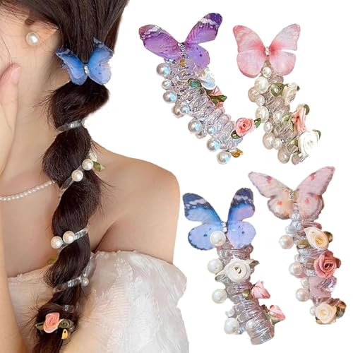 4 Pieces No Damage Soft Elastic Spiral Hair Ties for Thin Hair, Spiral Hair Ties for Women & Girls, Soft Elastic Spiral Hairs Ties (#1) von Bpoeee