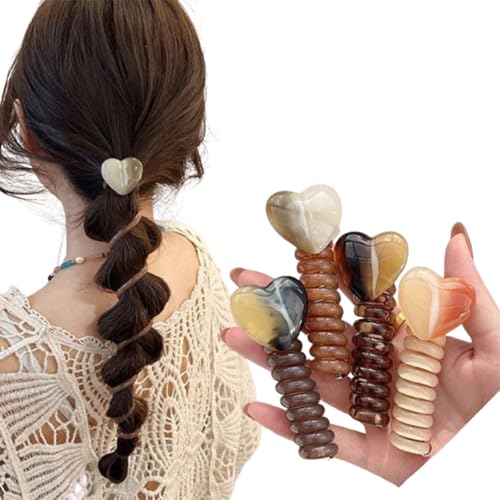 4 Pieces No Damage Soft Elastic Spiral Hair Ties for Thin Hair, Spiral Hair Ties for Women & Girls, Soft Elastic Spiral Hairs Ties (#8) von Bpoeee