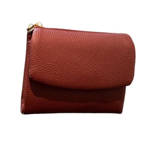 Bpoeee Unisex Pebble Leather Wallet, Small Wallets Woman with Three-Fold, Soft Leather Wallets, Multiple Card Slots and Large Capacity, with Credit Card Holder Coin Holder & Cash Slots (Burgundy) von Bpoeee