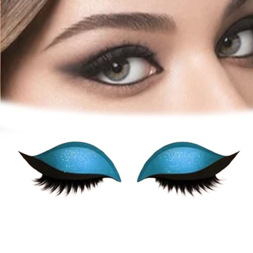 Lazy Eye Shadow Eyelash Patch, 2-in-1 Reusable Eye Makeup Stickers, Eyeshadow Lashes Makeup Stickers for All Eyeshapes (blue,3) von Bpoeee