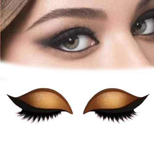 Lazy Eye Shadow Eyelash Patch, 2-in-1 Reusable Eye Makeup Stickers, Eyeshadow Lashes Makeup Stickers for All Eyeshapes (gold,2) von Bpoeee