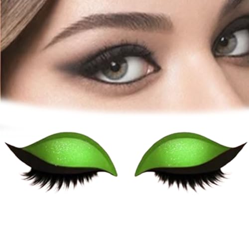 Lazy Eye Shadow Eyelash Patch, 2-in-1 Reusable Eye Makeup Stickers, Eyeshadow Lashes Makeup Stickers for All Eyeshapes (green,3) von Bpoeee