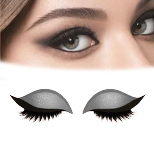 Lazy Eye Shadow Eyelash Patch, 2-in-1 Reusable Eye Makeup Stickers, Eyeshadow Lashes Makeup Stickers for All Eyeshapes (silver,2) von Bpoeee