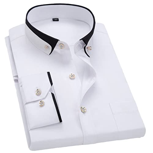 Bqxxdeo Herrenhemd Mit Doppelkragen Langen Ärmeln Formelles Klassisches Business-Hemd Schmale Passform Atmungsaktiv White 5XL von Bqxxdeo