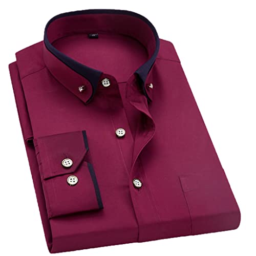 Bqxxdeo Herrenhemd Mit Doppelkragen Langen Ärmeln Formelles Klassisches Business-Hemd Schmale Passform Atmungsaktiv Wine red XL Bqxxdeo Herrenhemd Mit Doppelkragen Langen Ärmeln Formelles Klassisches Business-Hemd Schmale Passform Atmungsaktiv Wine red XL von Bqxxdeo