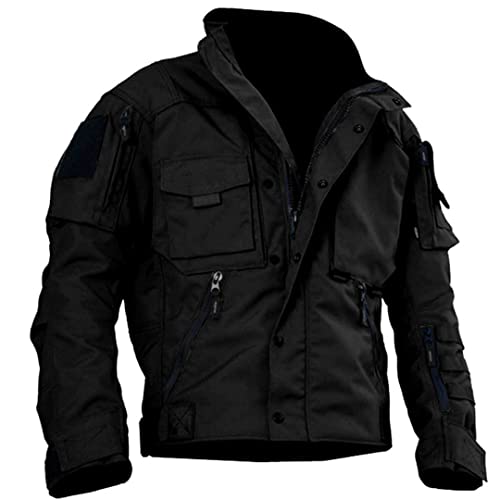 Bqxxdeo Herrenjacke Frühling Herbst Baseballuniform Outdoor Dünn Sport Military Tops Black XXL von Bqxxdeo