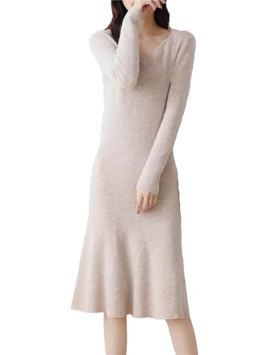 Bqxxdeo Wolle Strickkleider Damen Winter Länge-Keen Warmes Kleid Mit V-Ausschnitt Bqxxdeo Wolle Strickkleider Damen Winter Länge-Keen Warmes Kleid Mit V-Ausschnitt von Bqxxdeo