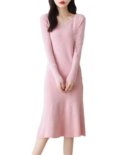Bqxxdeo Wolle Strickkleider Damen Winter Länge-Keen Warmes Kleid Mit V-Ausschnitt Bqxxdeo Wolle Strickkleider Damen Winter Länge-Keen Warmes Kleid Mit V-Ausschnitt von Bqxxdeo