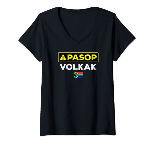 Damen Pasop Volkak Südafrika Kak Funny Afrikaans Phrase T-Shirt mit V-Ausschnitt Damen Pasop Volkak Südafrika Kak Funny Afrikaans Phrase T-Shirt mit V-Ausschnitt von Braai Tees