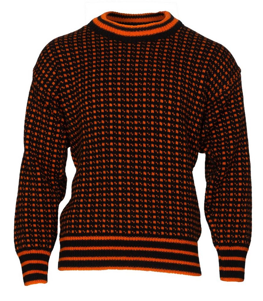 Bråtens Strickpullover - Herren Damen Wollpullover - Islender Pullover - schwarz-orange - aus 100% norwegischer Wolle von Bråtens