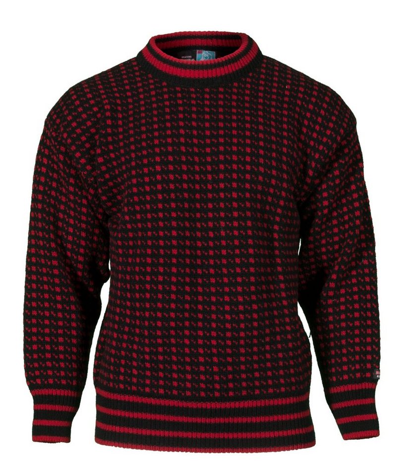 Bråtens Strickpullover Islender Sweater - Herren Damen Wollpullover - schwarz-rot - aus 100% norwegischer Wolle von Bråtens