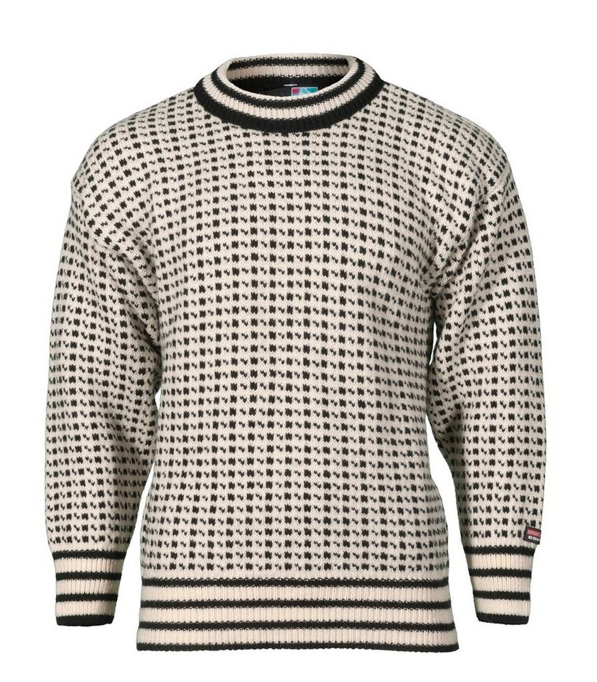 Bråtens Strickpullover Islender Sweater Pullover - weiß-schwarz - Herren Damen Wollpullover - aus 100% norwegischer Wolle von Bråtens