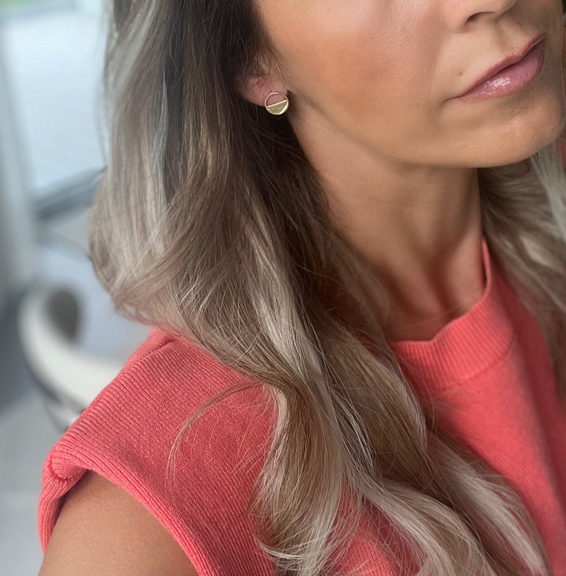 Halbkreis Stecker Gold, Edelstahl Ohrstecker, Dots, Halbmond, Vergoldet, 1 Paar Silber Rosegold Schwarz von Brabiis