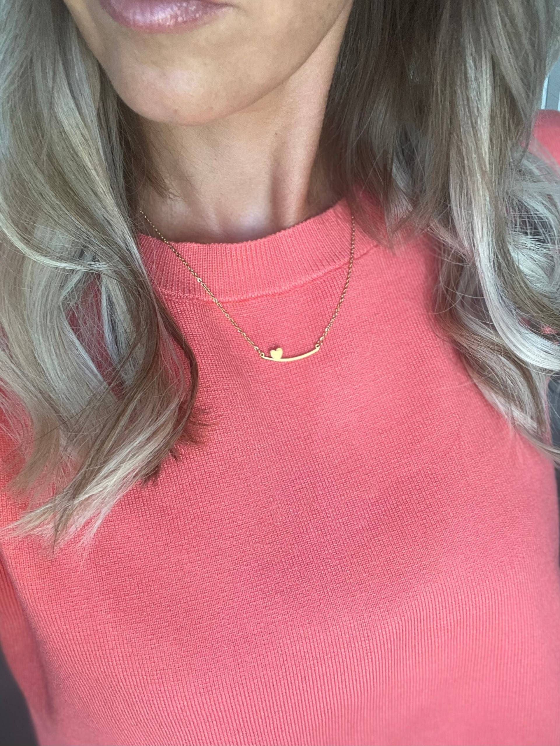 Halskette | Kette Smile T Love Herz Minimalistisch Edelstahl 14 Karat Vergoldung Wasserfest Luxus von Brabiis