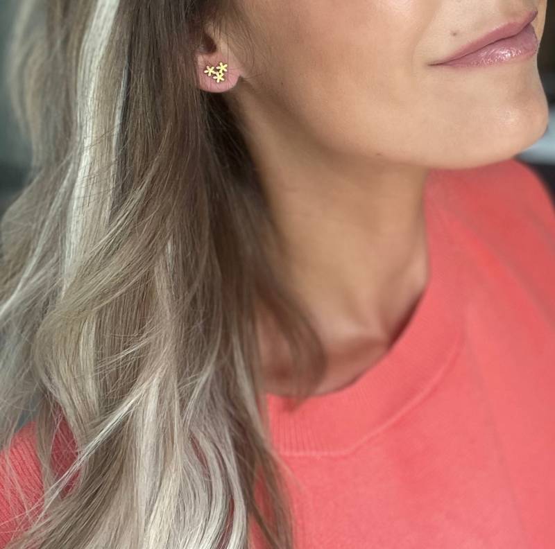 Mini Ohrstecker Blumen Blüte Gold Silber Roségold von Brabiis