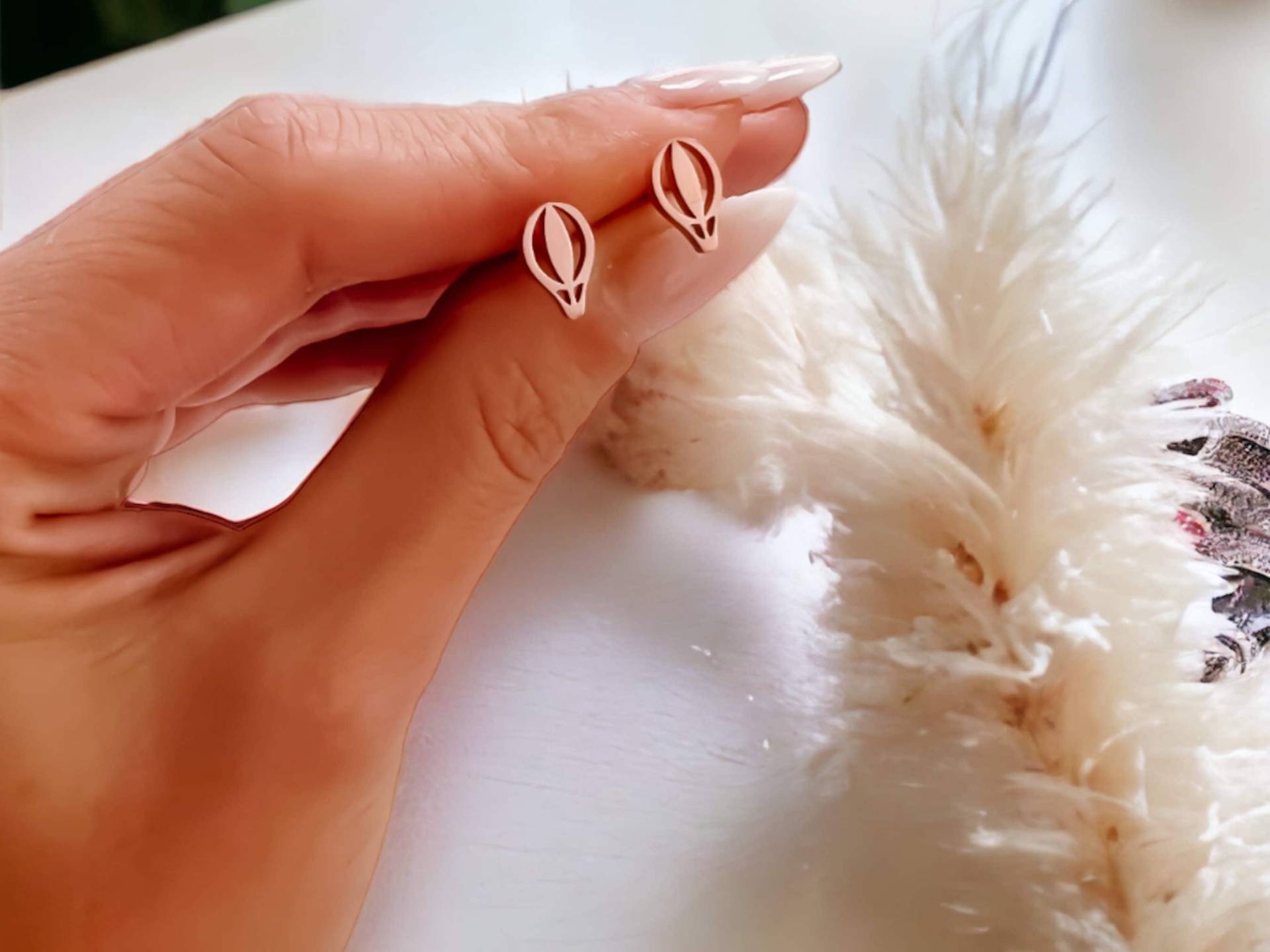 Ohrstecker Heißluftballon Ballon Silber Roségold Gold von Brabiis