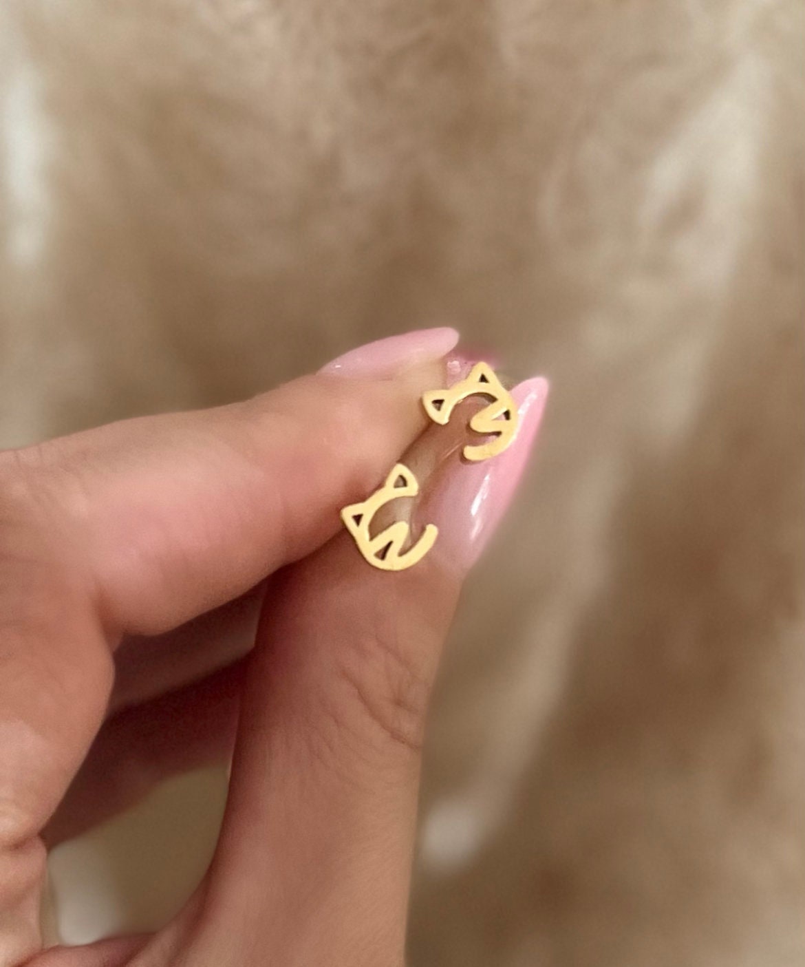 stecker Ohrstecker Ohrringe Edelstahl Katze Fabwahl Natur Tiere Cat Geschenk Muttertag von Brabiis