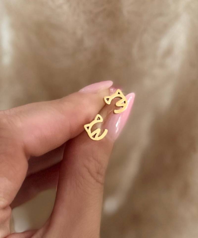 stecker Ohrstecker Ohrringe Edelstahl Katze Fabwahl Natur Tiere Cat Geschenk Muttertag von Brabiis