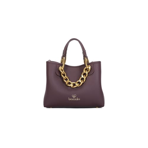 Braccialini Beth Jewels Mittelgroße Handtasche in Platinfarbe mit zwei Griffen und abnehmbarem und verstellbarem Logo-Schultergurt für doppelte Tragbarkeit. Innen eine herausnehmbare Clutch, bordeaux von Braccialini