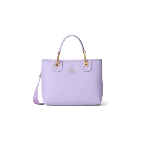 Braccialini Beth Kleine mittelgroße Handtasche mit doppelten Griffen. Im Inneren der Tasche befindet sich ein herausnehmbarer Umschlag aus weichem Plüsch mit Clip und einem Schultergurt aus Logoband, von Braccialini