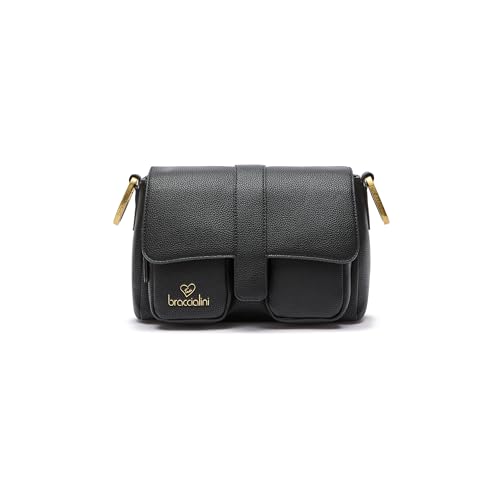 Braccialini Jinny Jewels Schultertasche aus Kunstleder in Bordeaux in kompaktem Design mit Patte und Fronttaschen mit Reißverschluss ist mit goldfarbenen Metalldetails veredelt. Der verstellbare von Braccialini